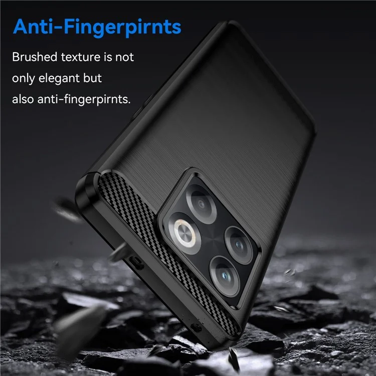 Para OnePlus Ace Pro 5G Phone Shell Shell Cubra de Fibra de Fibra de Carbono Cepillada Con Huella de la Carcasa Del Teléfono TPU Suave - Negro