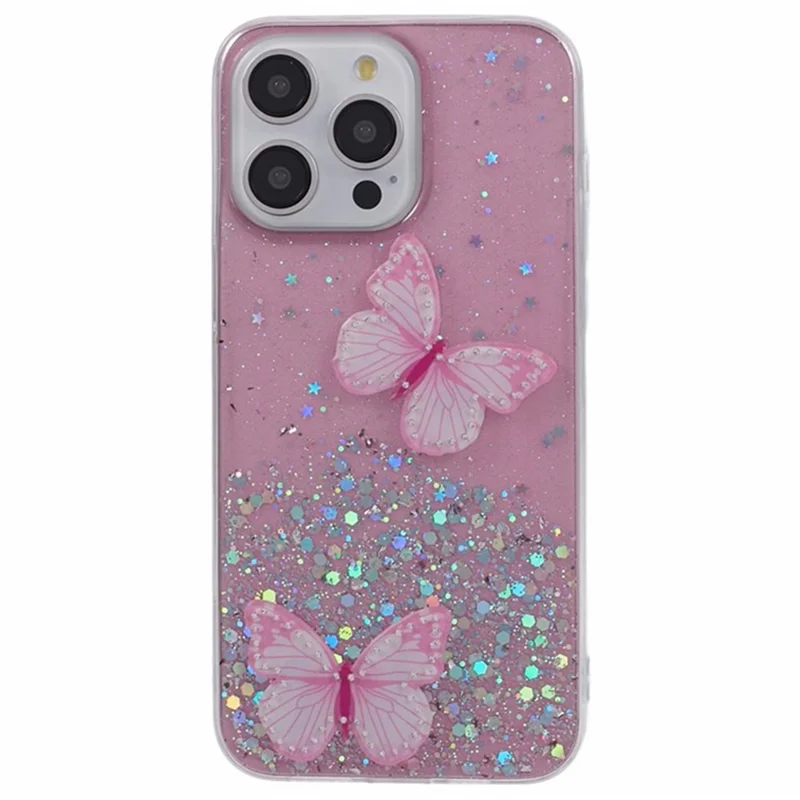 WANLONFENG AW Series for iPhone 12 Pro Max TPU Case with Screen Protector Butterfly Aesthetic Phone Cover - Pink