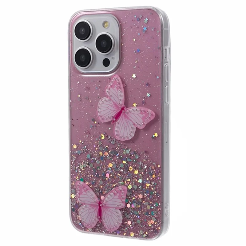WANLONFENG AW Series for iPhone 12 Pro Max TPU Case with Screen Protector Butterfly Aesthetic Phone Cover - Pink