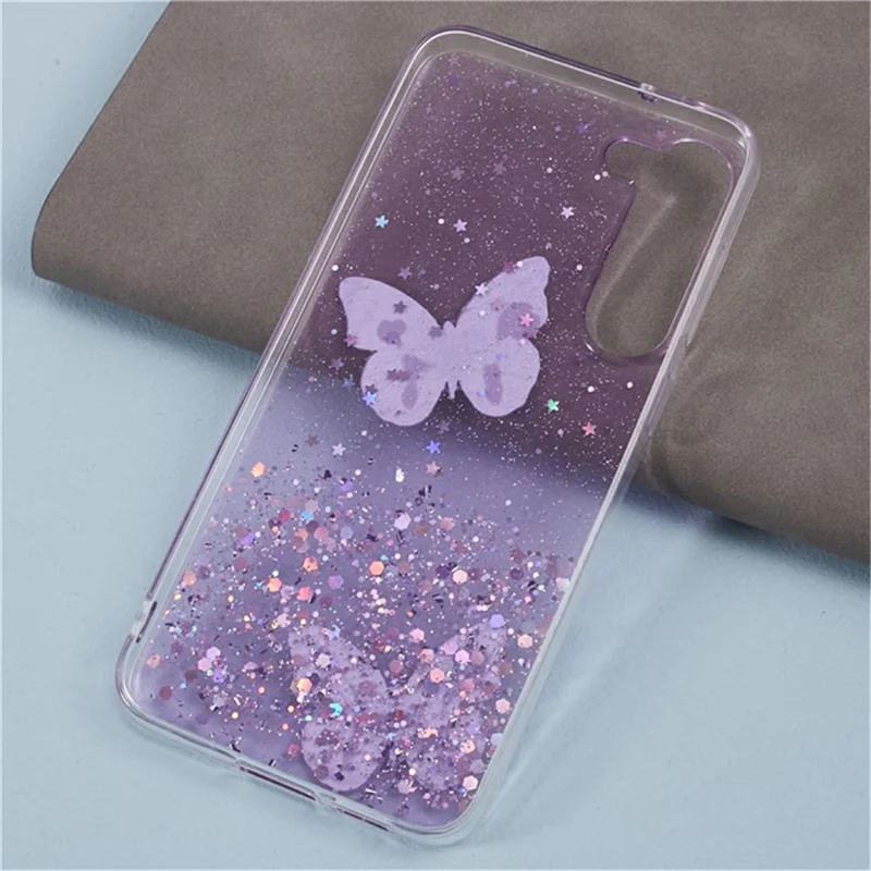 WANLONFENG Série AW para Samsung Galaxy S23 Case com Protetor de Tela TPU Capa de Telefone 3D Borboleta Glitter Lantejoulas - Roxo