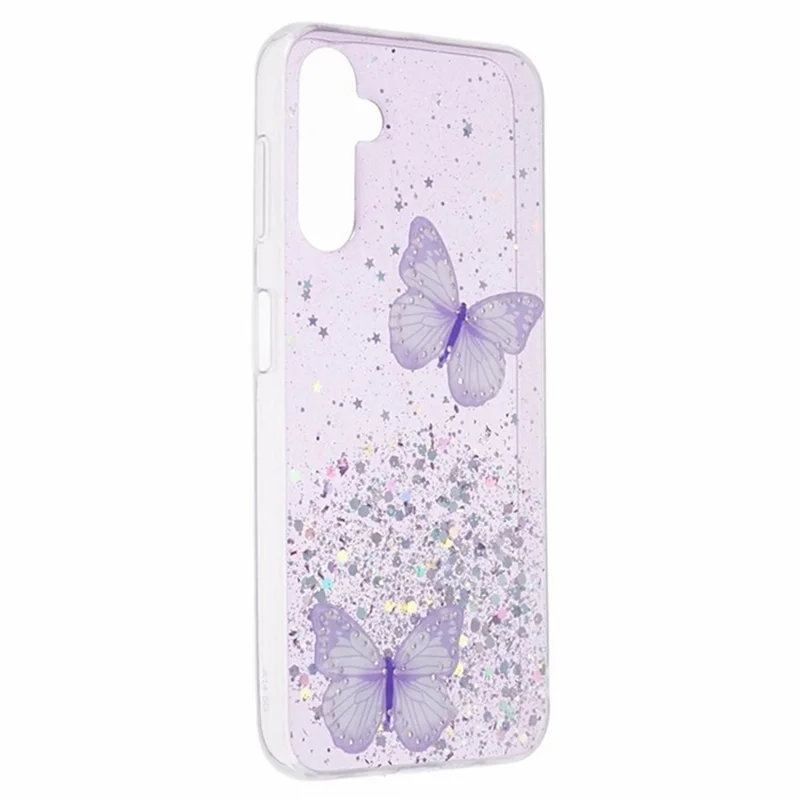 WANLONFENG Serie AW per Samsung Galaxy A54 5G Custodia Glitter 3D Farfalla Custodia TPU in Policarbonato con Pellicola HD 2-in-1 - Viola