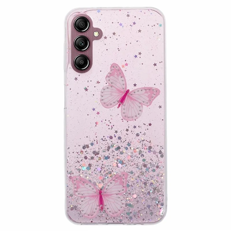WANLONFENG AW Series for Samsung Galaxy A34 5G Epoxy Case TPU Glitter Phone Cover with Screen Protector - Pink