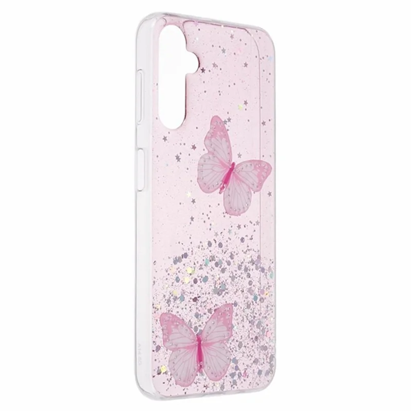 WANLONFENG AW Series for Samsung Galaxy A34 5G Epoxy Case TPU Glitter Phone Cover with Screen Protector - Pink
