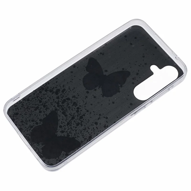 WANLONFENG AW Series for Samsung Galaxy A15 4G / 5G Case 3D Butterfly TPU Glitter Phone Cover with Screen Protector - Black