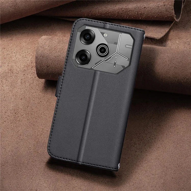 BINFEN COLOR for TECNO Pova 6 4G / Pova 6 Pro 5G Leather Case Square Grid Phone Cover - Black
