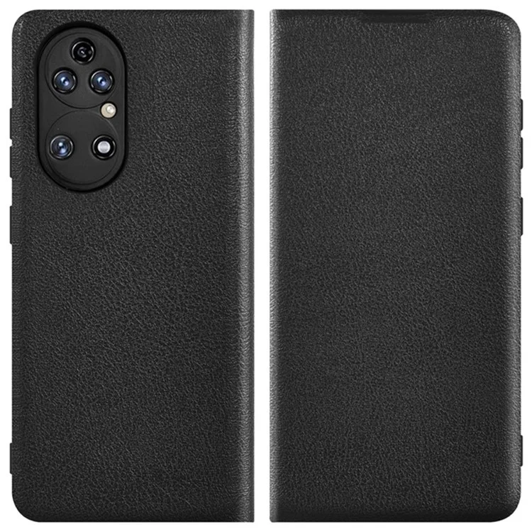 Para Huawei P50 4G Anti-fall PU Tarjeta de Cuero Case de Teléfono Protección de Cuerpo de Cuerpo Completo - Negro