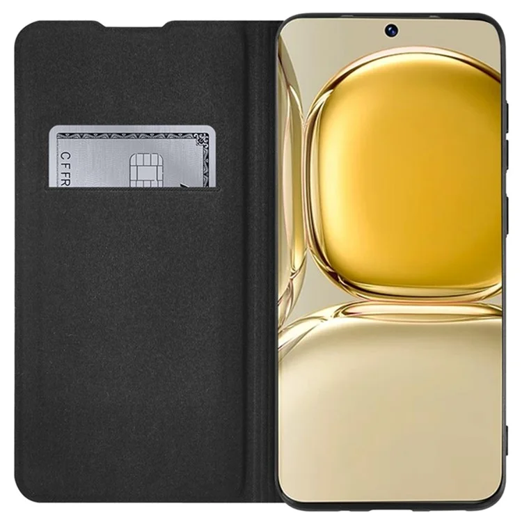 Per Huawei P50 4G Anti-fall PU Porta di Carta pe Leathot Case di Protezione Per il Corpo Full Body Cover - Nero