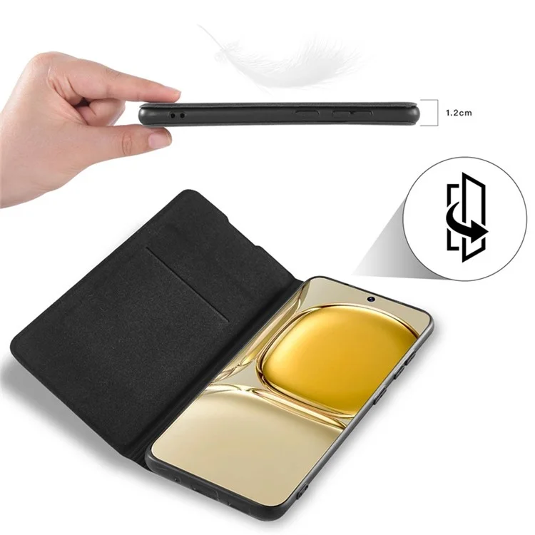 Per Huawei P50 4G Anti-fall PU Porta di Carta pe Leathot Case di Protezione Per il Corpo Full Body Cover - Nero