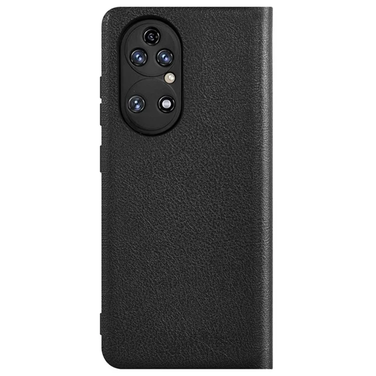 Para Huawei P50 4G Anti-fall PU Tarjeta de Cuero Case de Teléfono Protección de Cuerpo de Cuerpo Completo - Negro