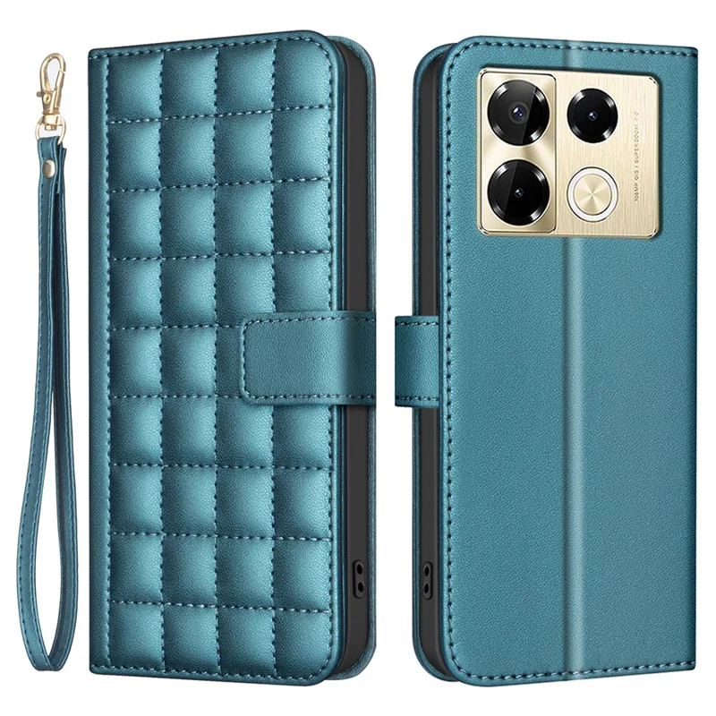 BINFEN COLOR for Infinix Note 40 Pro 4G / 5G / Note 40 Pro+ Leather Case Square Grid Pattern - Green