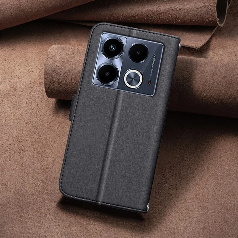 BINFEN COLOR for Infinix Note 40 Case Square Grid Wallet PU Leather Phone Cover - Black