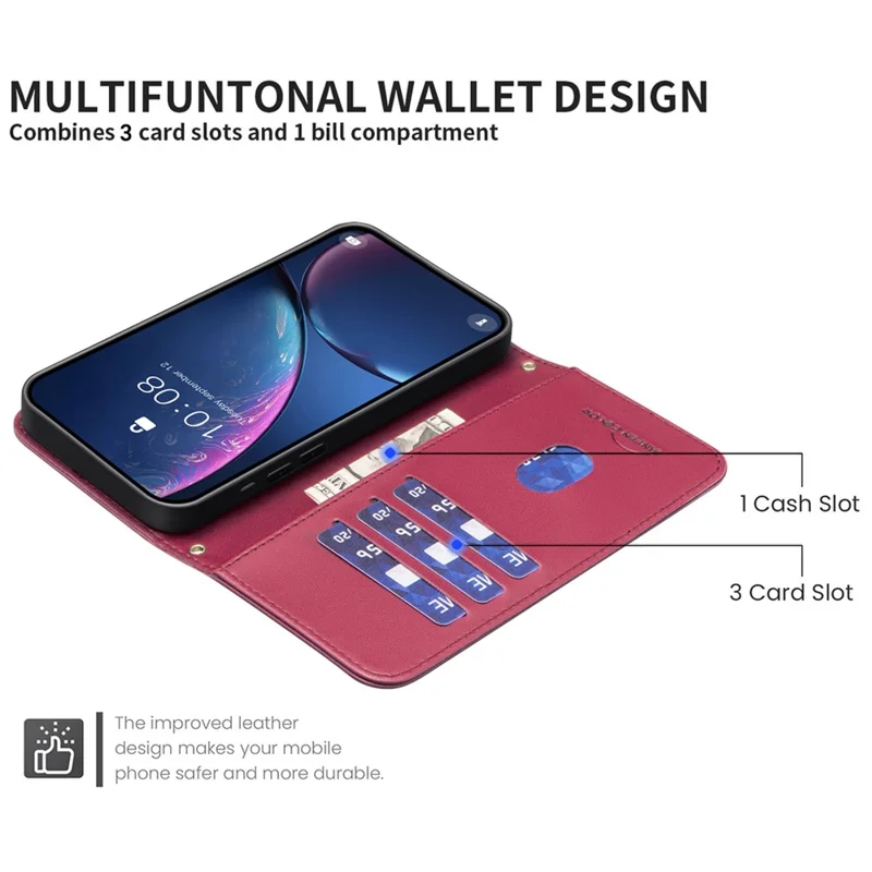 BINFEN COLOR for Motorola Edge 50 Pro 5G Case Square Grid Wallet Leather Flip Phone Cover - Red