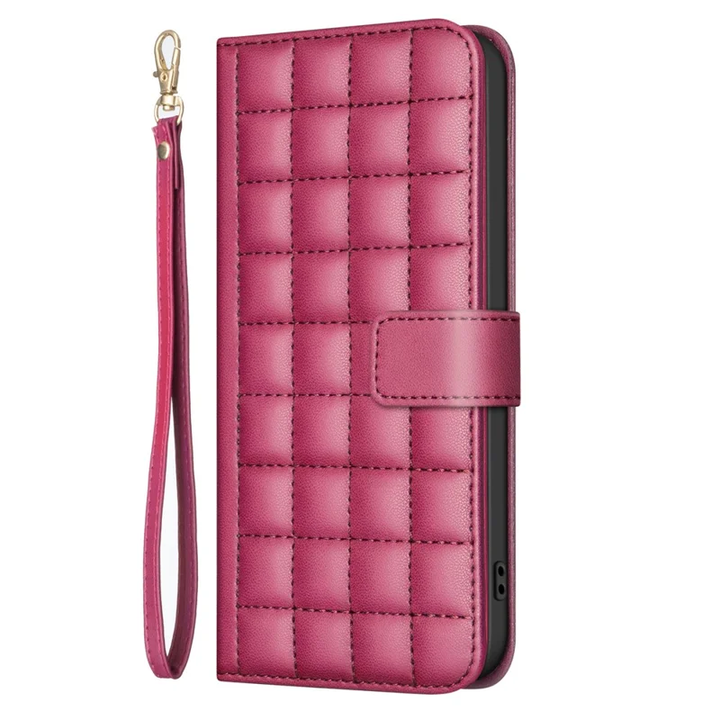 BINFEN COLOR for Motorola Edge 50 Pro 5G Case Square Grid Wallet Leather Flip Phone Cover - Red