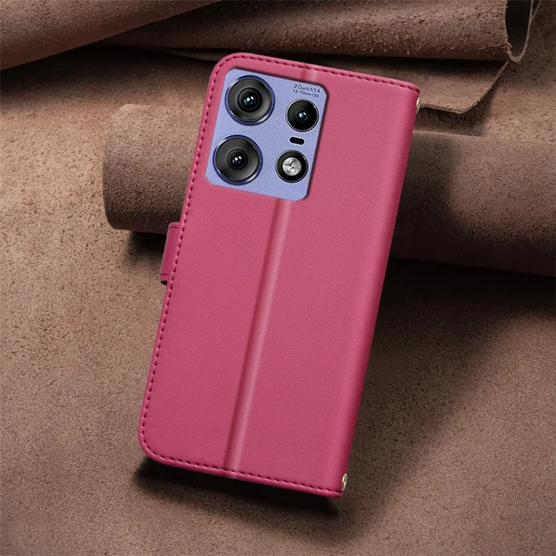 BINFEN COLOR for Motorola Edge 50 Pro 5G Case Square Grid Wallet Leather Flip Phone Cover - Red