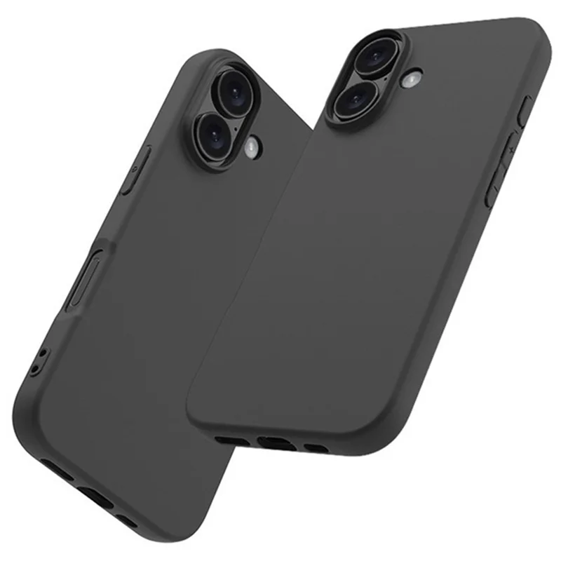 WANLONFENG RB2 Series for iPhone 16 Plus Case Big Lens Hole TPU Phone Cover with Screen Film - Black