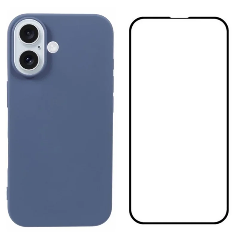 WANLONFENG RB2 Series for iPhone 16 Plus Case Big Lens Hole TPU Phone Cover with Screen Film - Lavender Grey