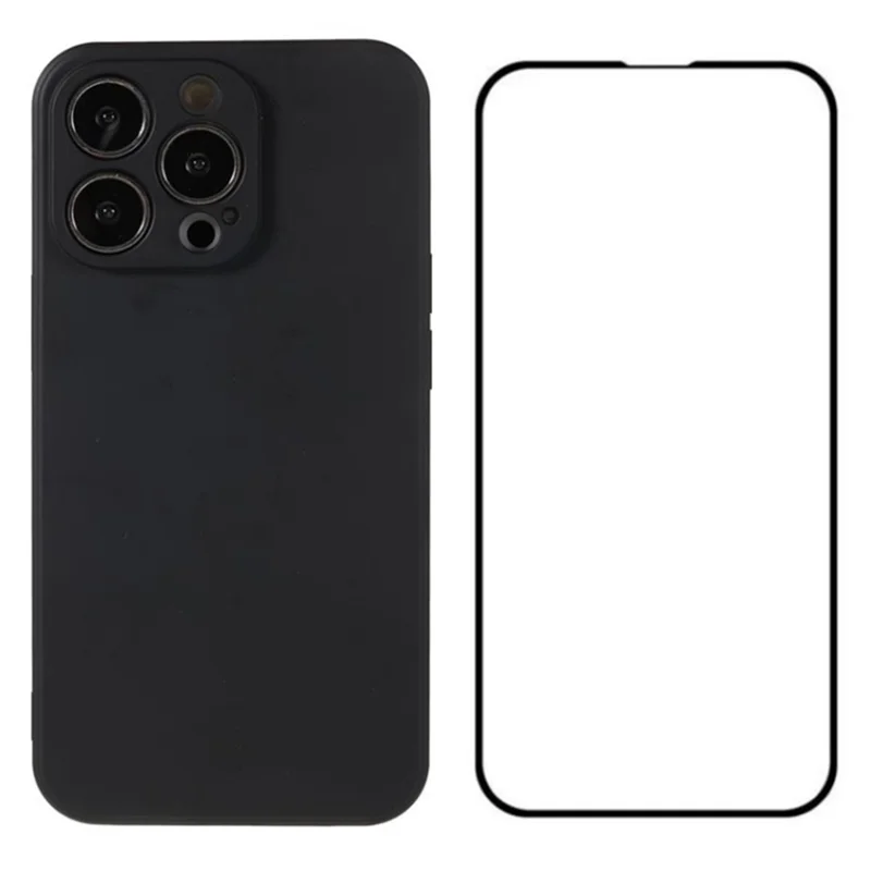 WANLONFENG Série RB2 para iPhone 13 Pro Max Case TPU Phone Cover com Screen Film (Corte Preciso) - Preto