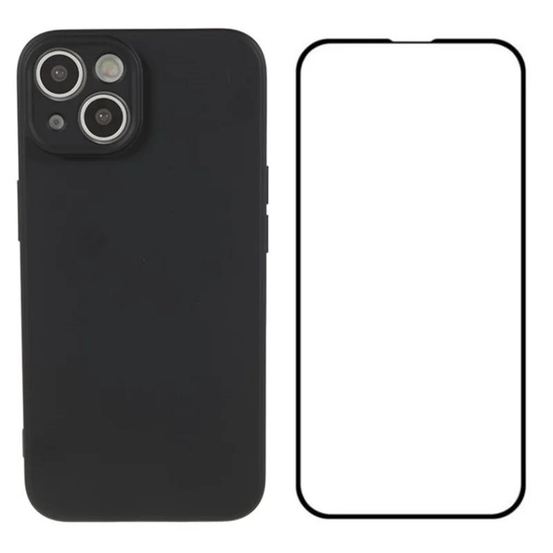 WANLONFENG RB2 Series for iPhone 14 Case Precise Cutout Lens Hole TPU Phone Cover with Screen Film - Black