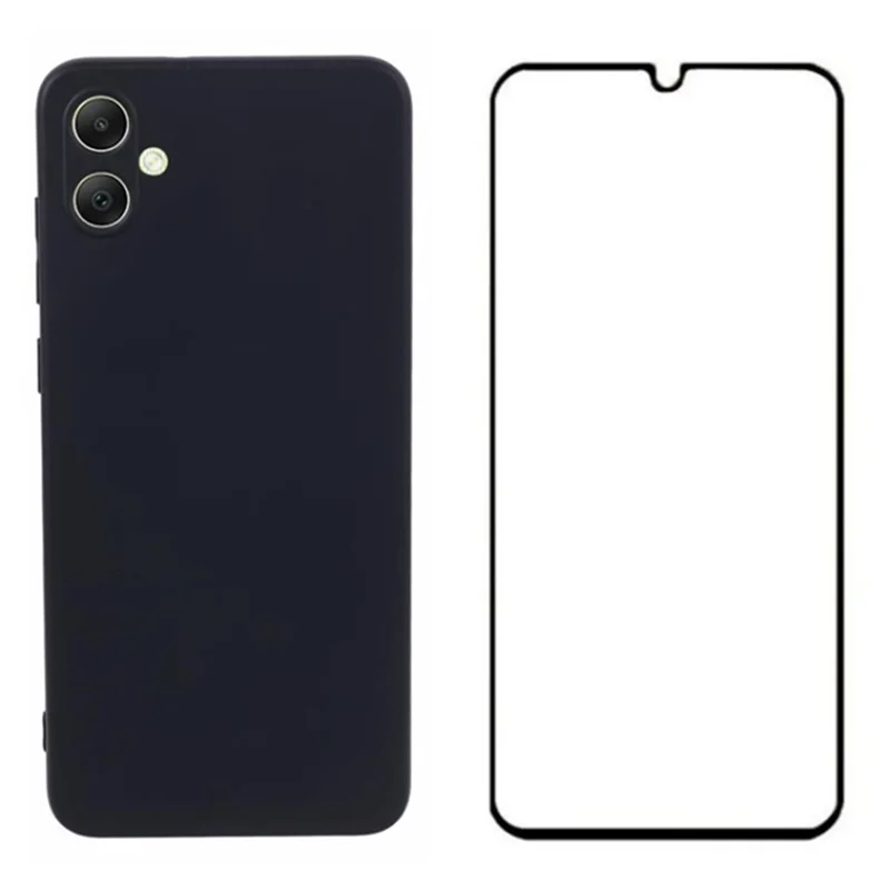 WANLONFENG RB2 Series for Samsung Galaxy A05 4G Case Soft TPU Phone Cover with Screen Protector - Black
