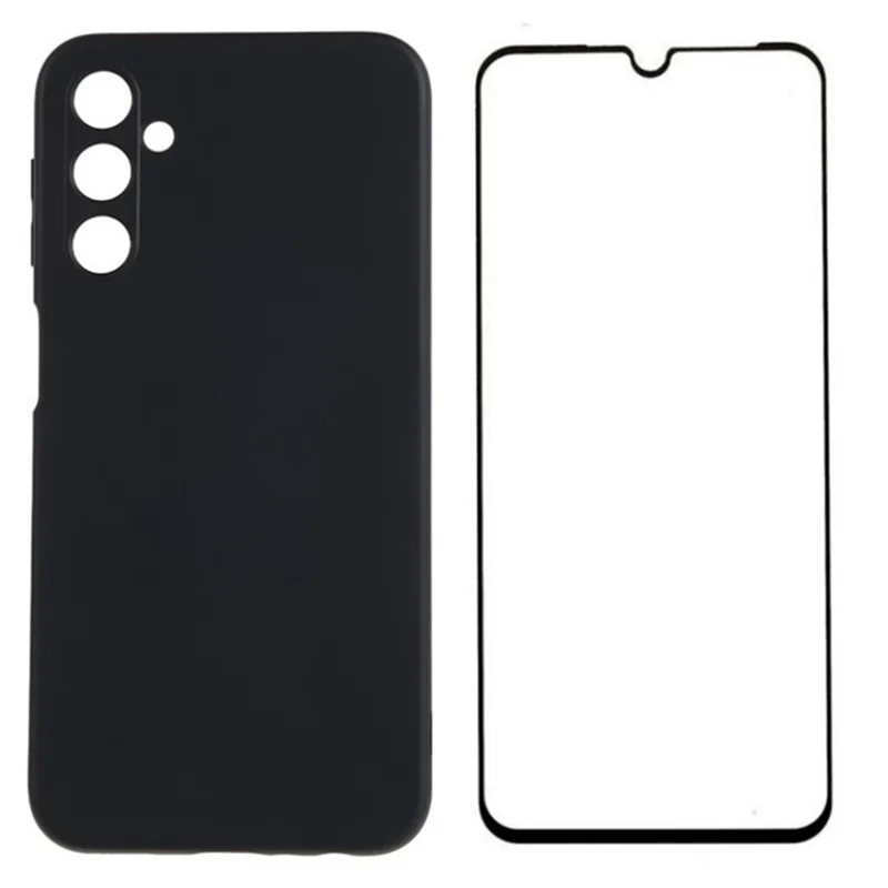 WANLONFENG RB2 Series for Samsung Galaxy A14 5G / 4G Case Anti-Scratch TPU Phone Cover with Screen Protector - Black