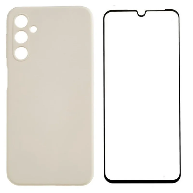 WANLONFENG RB2 Series for Samsung Galaxy A14 5G / 4G Case Anti-Scratch TPU Phone Cover with Screen Protector - White