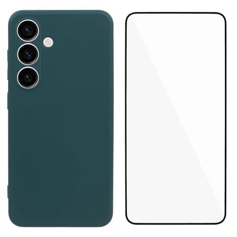 WANLONFENG RB2 Series for Samsung Galaxy S24+ Case Soft TPU Phone Cover with Screen Film (Precise Cutout) - Army Green