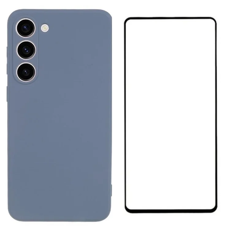 WANLONFENG RB2-Serie für Samsung Galaxy S23 Case mit Bildschirmfolie Soft TPU-Handyhülle - Lavendel-Grau