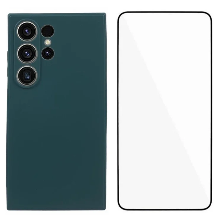 WANLONFENG RB2 Series per Samsung Galaxy S24 Ultra Case con Pellicola Protettiva Ritagli Precisi Custodia in TPU - Army Green