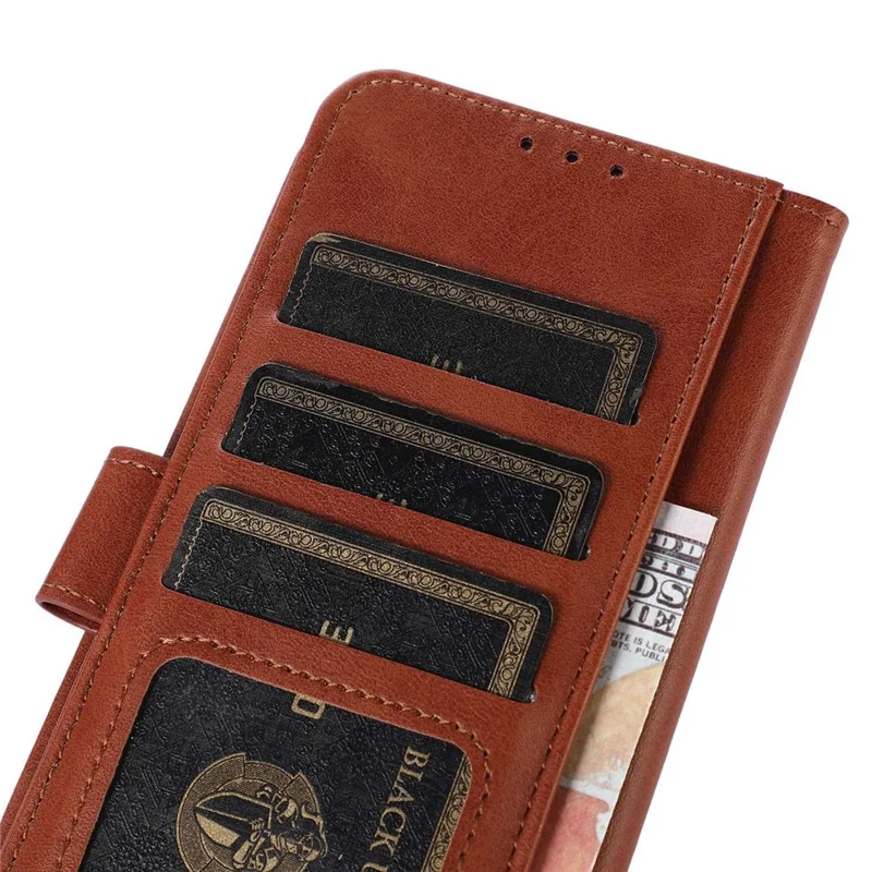 For Sony Xperia 5 VI Stand Case Cowhide Texture Leather Wallet Phone Cover - Brown