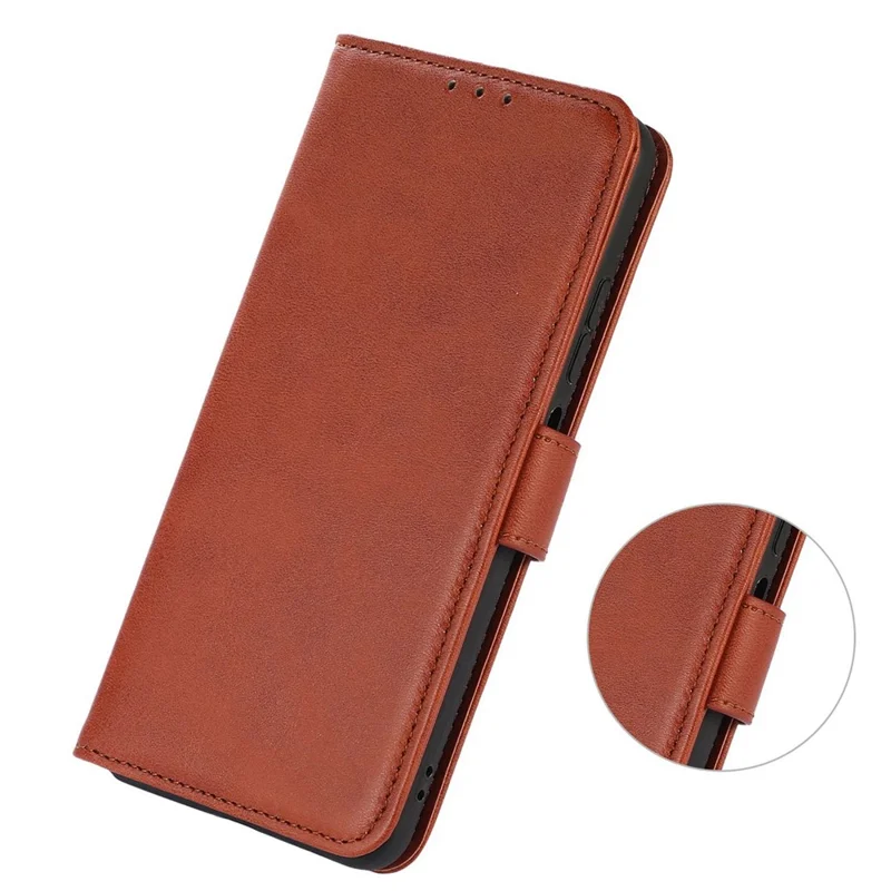 For Sony Xperia 5 VI Stand Case Cowhide Texture Leather Wallet Phone Cover - Brown