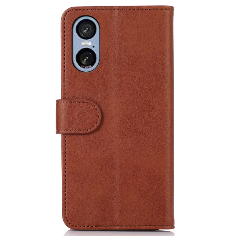 For Sony Xperia 5 VI Stand Case Cowhide Texture Leather Wallet Phone Cover - Brown