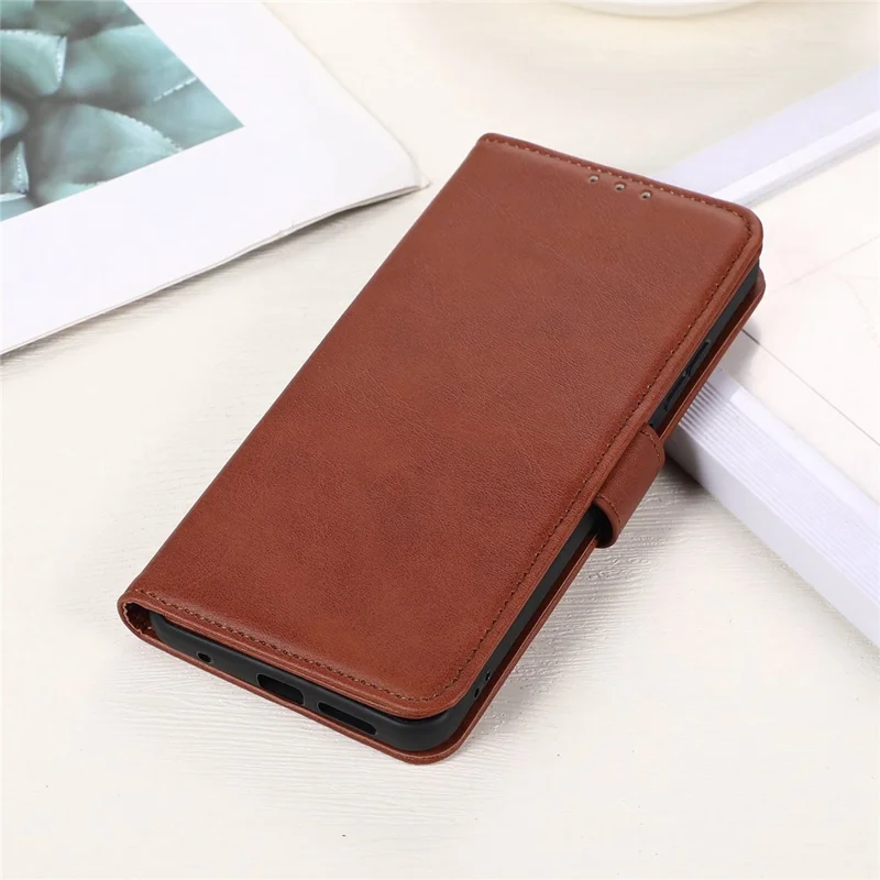 For Sony Xperia 5 VI Stand Case Cowhide Texture Leather Wallet Phone Cover - Brown