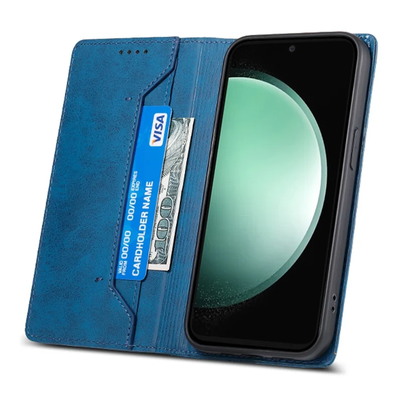 DF-05 For Samsung Galaxy S24 FE Case RFID Blocking PU Leather Phone Cover - Blue