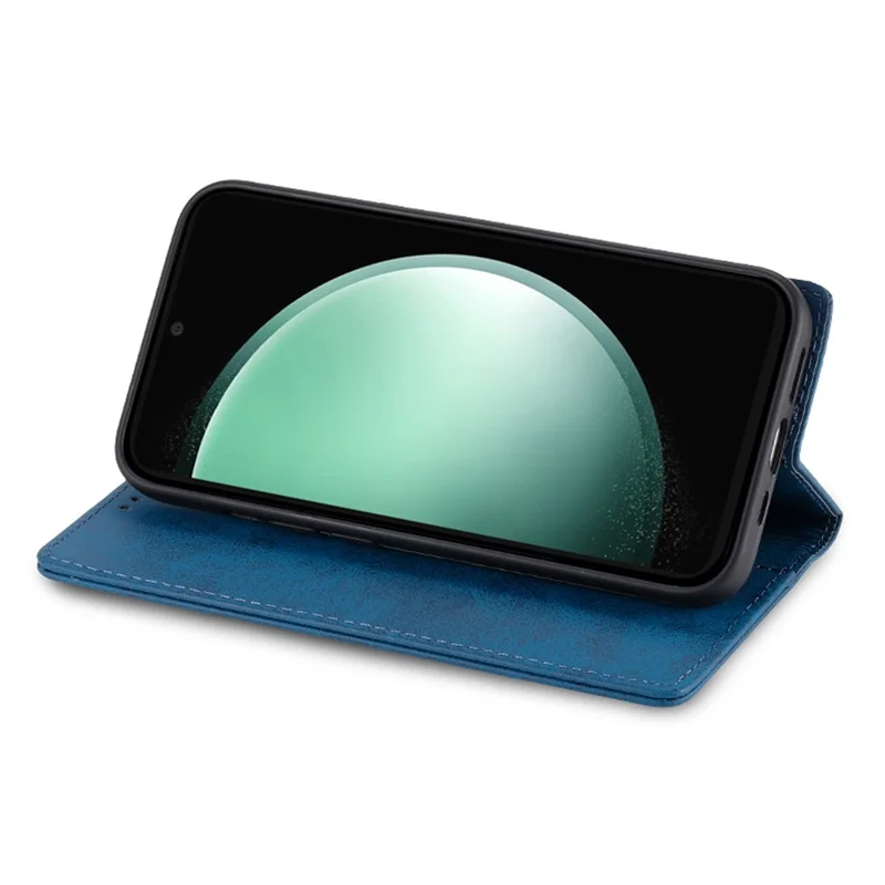 DF-05 For Samsung Galaxy S24 FE Case RFID Blocking PU Leather Phone Cover - Blue