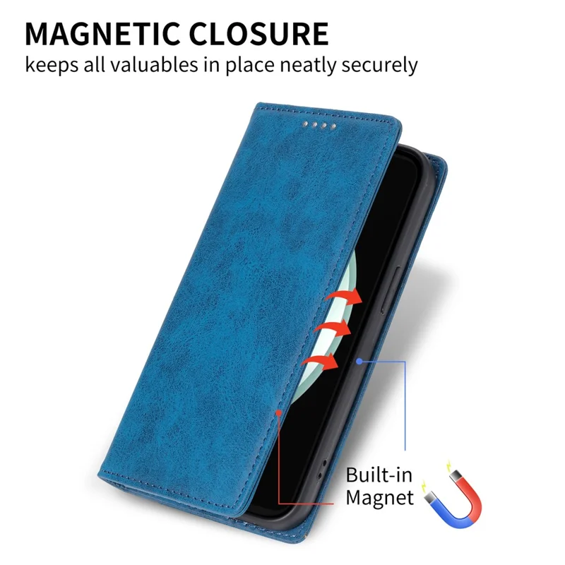 DF-05 For Samsung Galaxy S24 FE Case RFID Blocking PU Leather Phone Cover - Blue