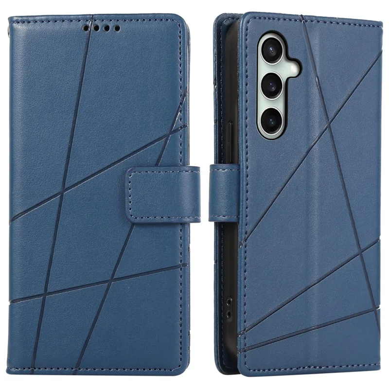 DF-06 For Samsung Galaxy S24 FE Wholesale Phone Case Line Imprint Leather Flip Wallet Cover - Blue