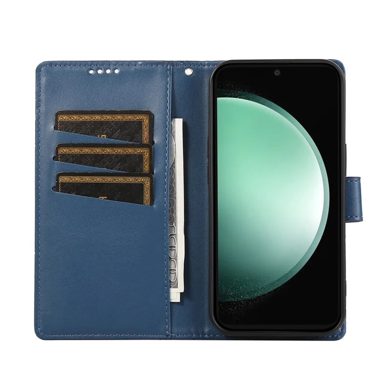 DF-06 For Samsung Galaxy S24 FE Wholesale Phone Case Line Imprint Leather Flip Wallet Cover - Blue