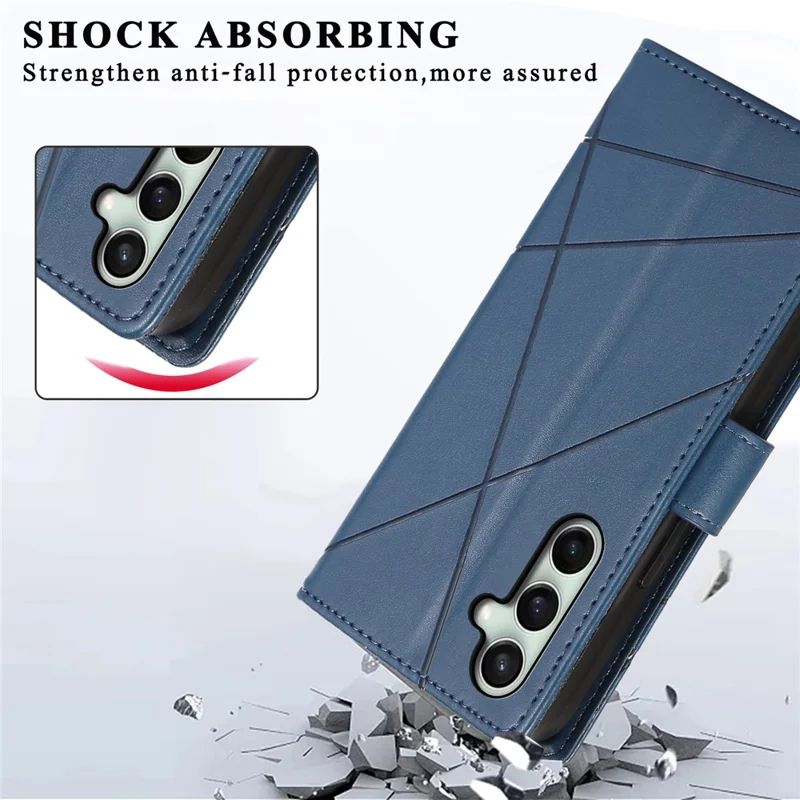 DF-06 For Samsung Galaxy S24 FE Wholesale Phone Case Line Imprint Leather Flip Wallet Cover - Blue