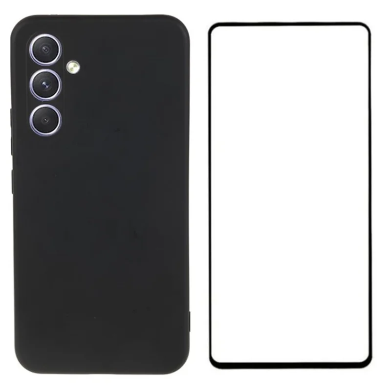 WANLONFENG RB2 Series for Samsung Galaxy S23 FE Case TPU Phone Cover with Screen Film (Precise Cutout) - Black