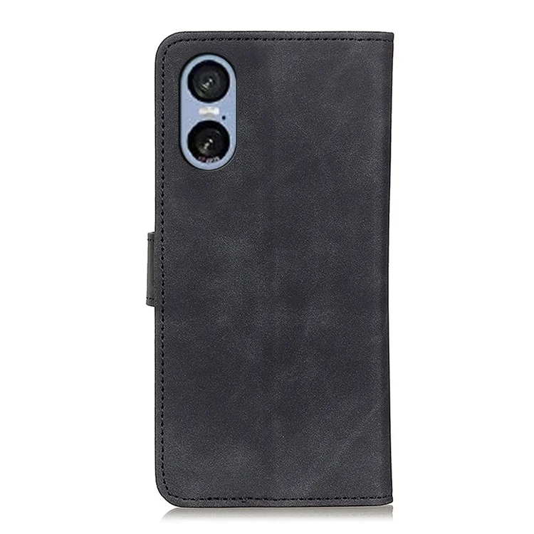 KHAZNEH Para Sony Xperia 5 VI Funda Retro de Piel de Imitación con Cartera y Soporte - Negro