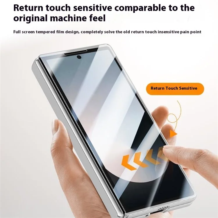 Für Samsung Galaxy Z Fold6 5G Kickstand-Hülle PC+Acrylic Klare Handyhülle mit HD-Bildschirmfolie - Titanium Grey