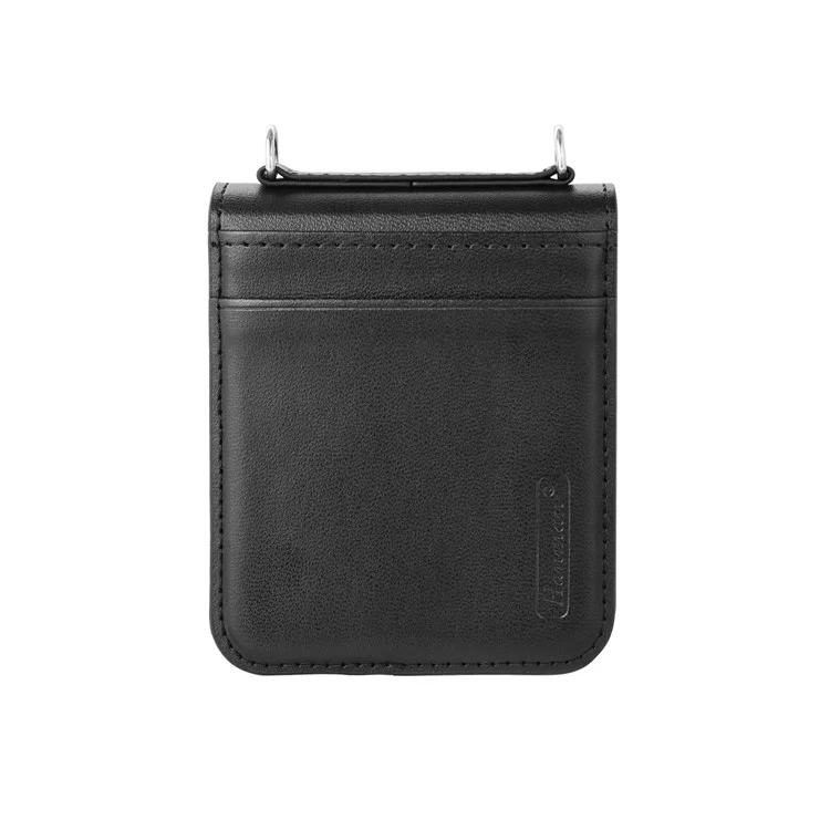 HANMAN Mill Series Flip Cover für Samsung Galaxy Z Flip6 5G Case PU Leder Handyhülle mit Kartenfach - Schwarz