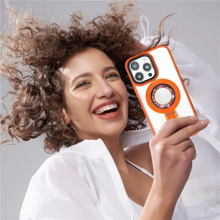 For iPhone 14 Pro Max Case Compatible with MagSafe Kickstand PC+TPU Phone Cover - Orange