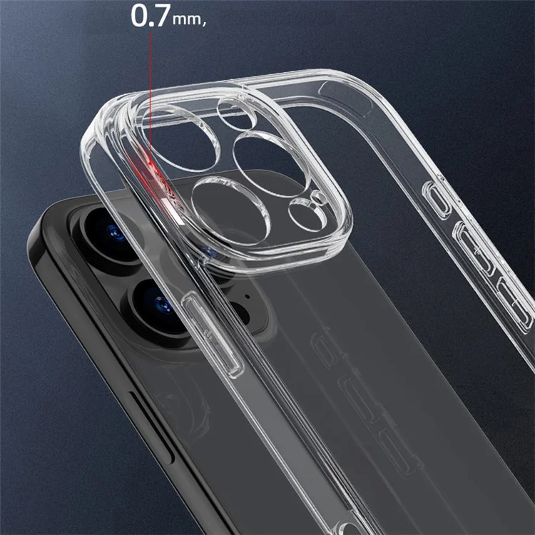 For iPhone 16 Pro Max Case Soft TPU Edge Tempered Glass Back Clear Phone Cover