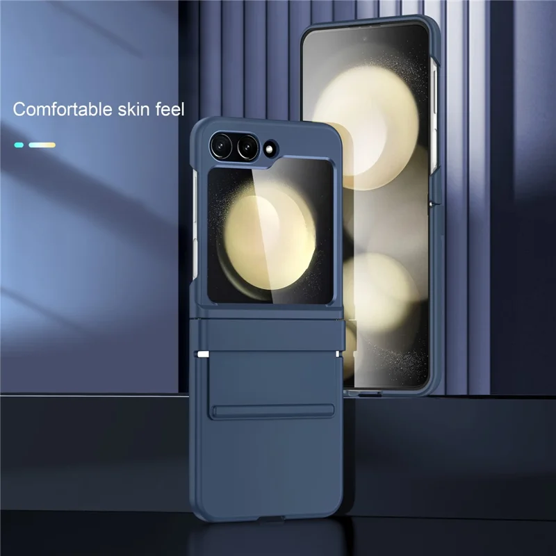 Para Samsung Galaxy Z Flip5 5G Case Anti-Drop PC+PU Phone Cover - Navy Blue