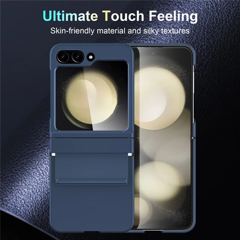 Para Samsung Galaxy Z Flip5 5G Case Anti-Drop PC+PU Phone Cover - Navy Blue