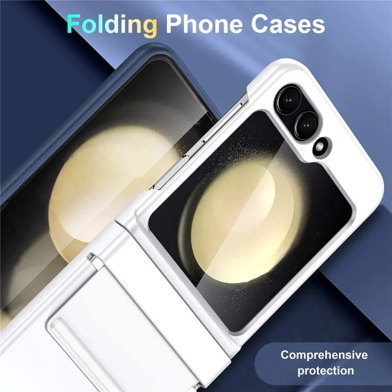 Para Samsung Galaxy Z Flip5 5G Case Anti-Drop PC+PU Phone Cover - Navy Blue