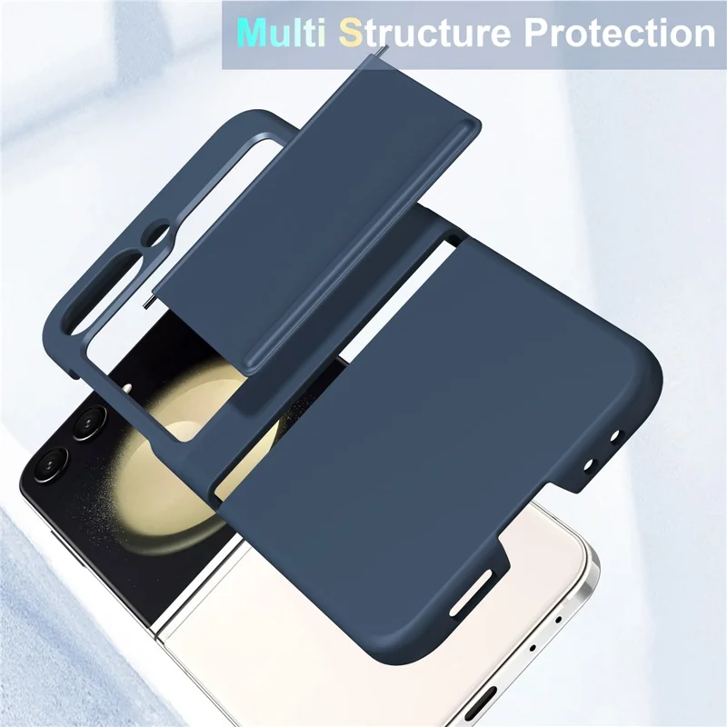 Para Samsung Galaxy Z Flip5 5G Case Anti-Drop PC+PU Phone Cover - Navy Blue