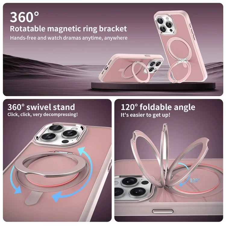 Per iPhone 14 Pro Max Custodia Invisibile Supporto Magnetico Pieghevole TPU+Acrilico Matte Cover Telefono - Zaffiro