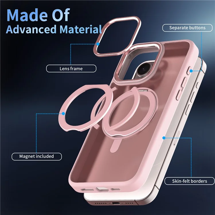 Per iPhone 14 Pro Max Custodia Invisibile Supporto Magnetico Pieghevole TPU+Acrilico Matte Cover Telefono - Zaffiro